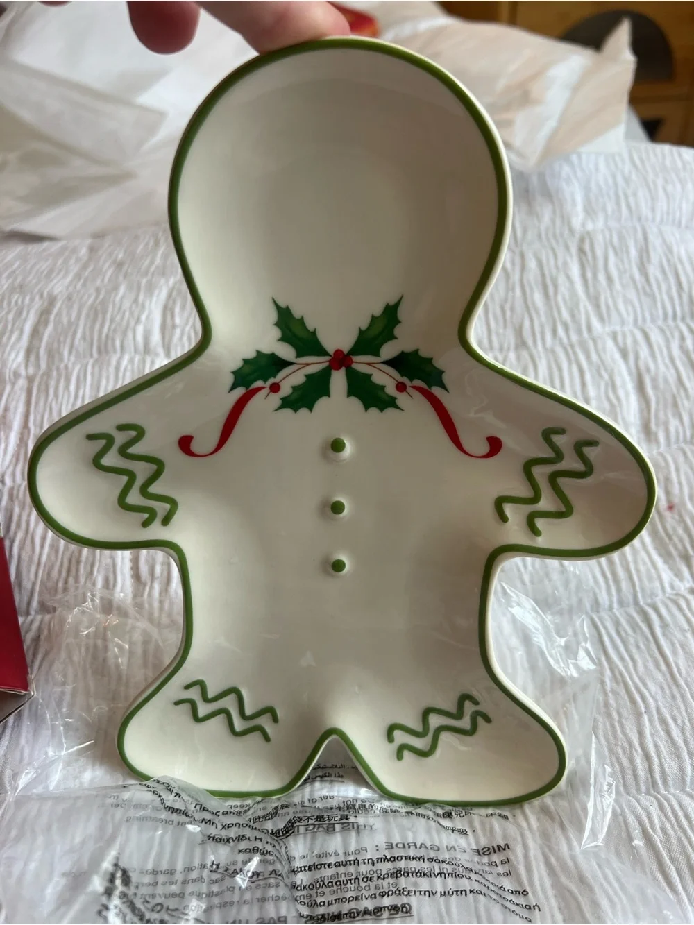 Lenox Holiday Gingerbread Serving Plate - Green & Red